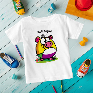 T-shirt Pour Bébé Tee-shirt pour enfant à cochon coloré et drôle per