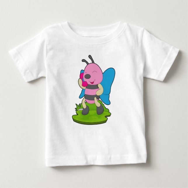 T-shirt Pour Bébé Téléphone Papillon (Devant)