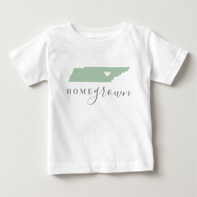 T-shirt Pour Bébé Tennessee Maison cultivée | Carte d'état des coule (Devant)