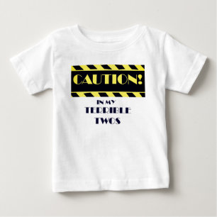 T-shirt Pour Bébé Terrible Twos Drôle Caution Bande Jaune Et Noir