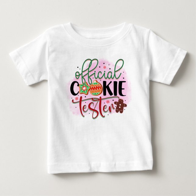 T-shirt Pour Bébé Testeur de biscuits de Noël officiel (Devant)
