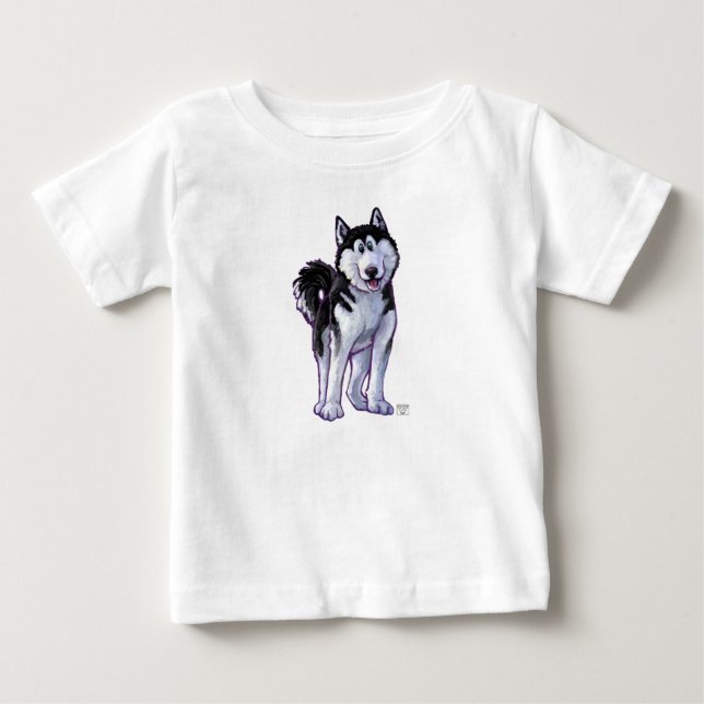 T-shirt Pour Bébé Têtes Husky et Queues (Devant)