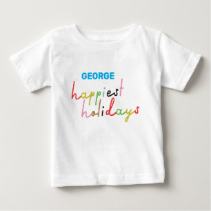 T-shirt Pour Bébé texte personnalisé rétro coloré vacances les plus