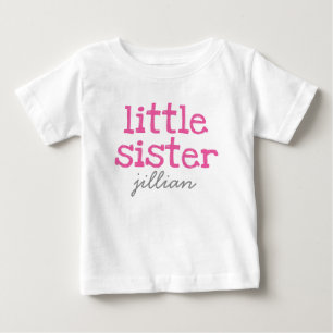 T-shirt Pour Bébé Texte rose Petite Soeur Ajouter un nom