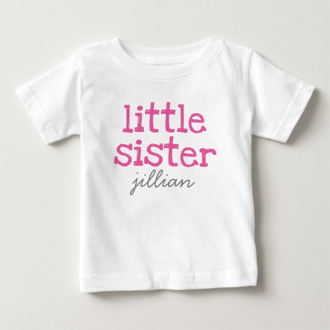 T-shirt Pour Bébé Texte rose Petite Soeur Ajouter un nom (Devant)
