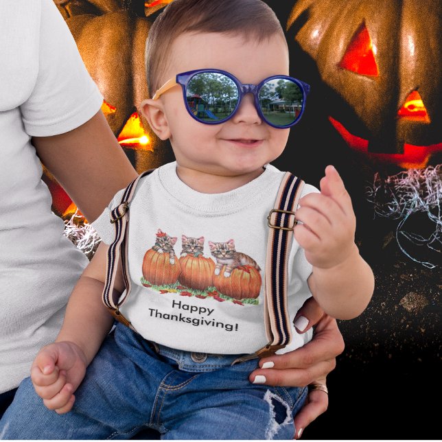 T-shirt Pour Bébé Thanksgiving est le Meow du chat (Thanksgiving is the Cat's Meow Baby T-Shirt)