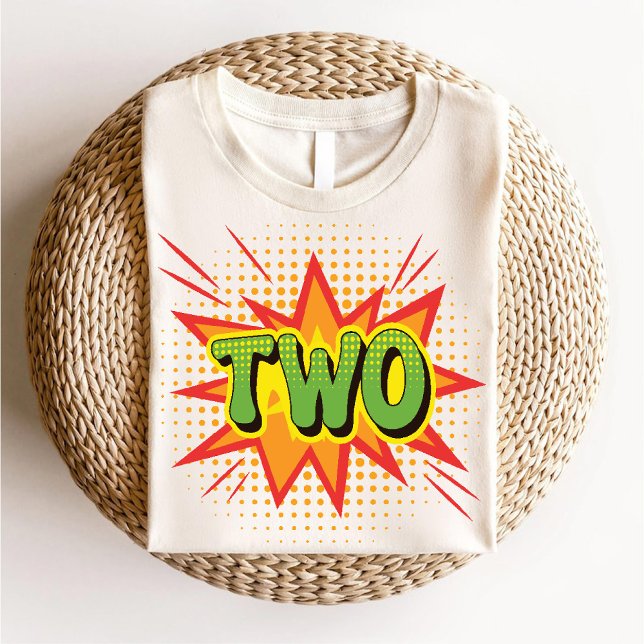 T-shirt Pour Bébé Thème de bande dessinée Enfants 2e anniversaire un (Comic Theme Kids 2nd Birthday Unique Retro Toddler Baby T-Shirt)