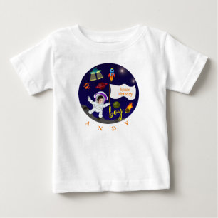 T-shirt Pour Bébé Thème de l'espace de dessin d'anniversaire
