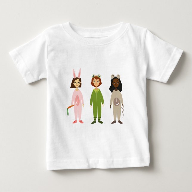 T-shirt Pour Bébé Thème des amies en pyjama pour filles mignonnes (Devant)