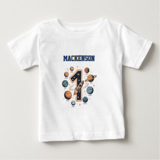 T-shirt Pour Bébé Thème espace personnalisé avec nom pour 1er annive