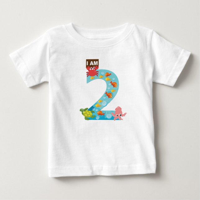 T-shirt Pour Bébé thème océanique Deuxième anniversaire (Devant)