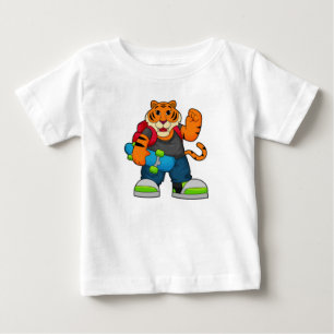 T-shirt Pour Bébé Tiger comme patineur avec skateboard