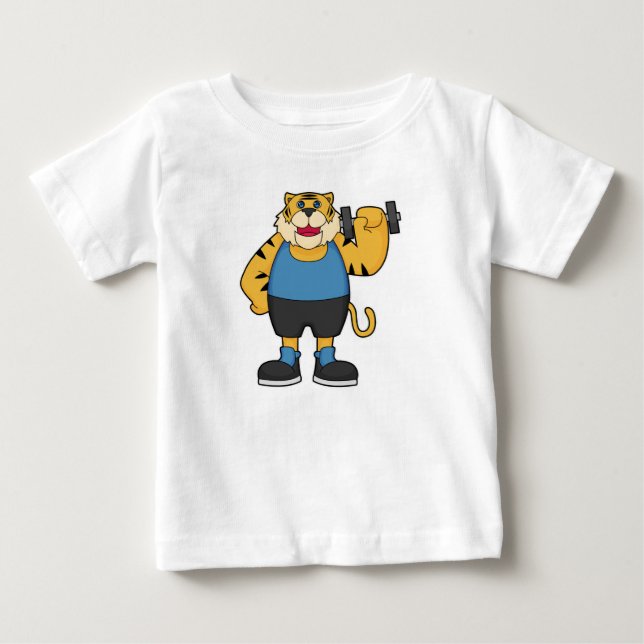T-shirt Pour Bébé Tiger Fitness Dumbbell (Devant)