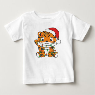 T-shirt Pour Bébé Tiger Noël Animaux d'hiver Tigers de vacances