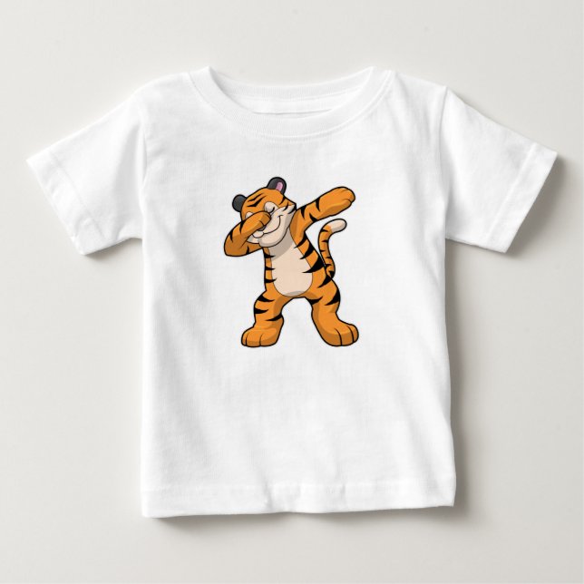 T-shirt Pour Bébé Tigre à Hip hop Dance Dab (Devant)