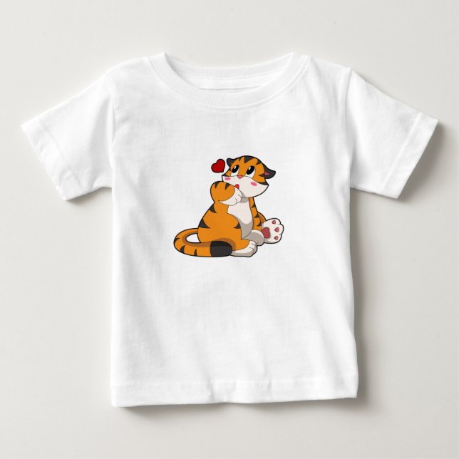 T-shirt Pour Bébé Tigre avec coeur (Devant)