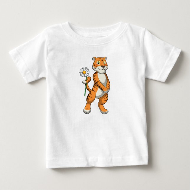 T-shirt Pour Bébé Tigre avec Daisy Flower (Devant)