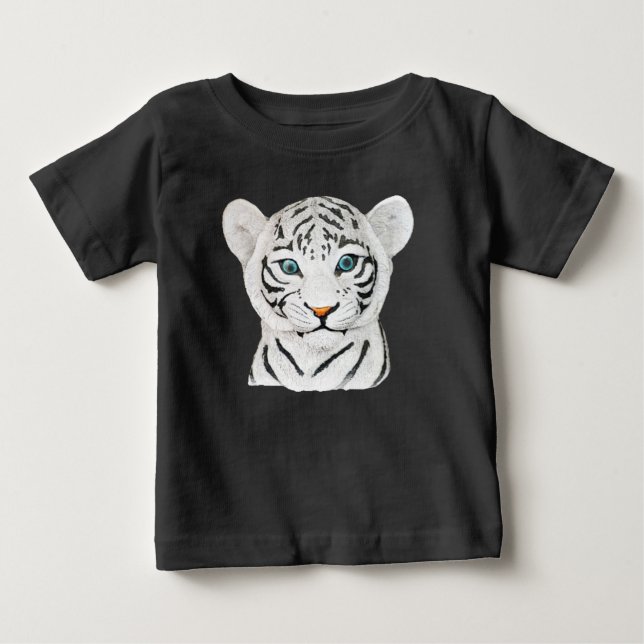 T-shirt Pour Bébé Tigre blanc croustillant - Art faunique mignon (Devant)