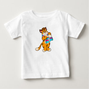 T-shirt Pour Bébé Tigre en hiver avec Écharpe