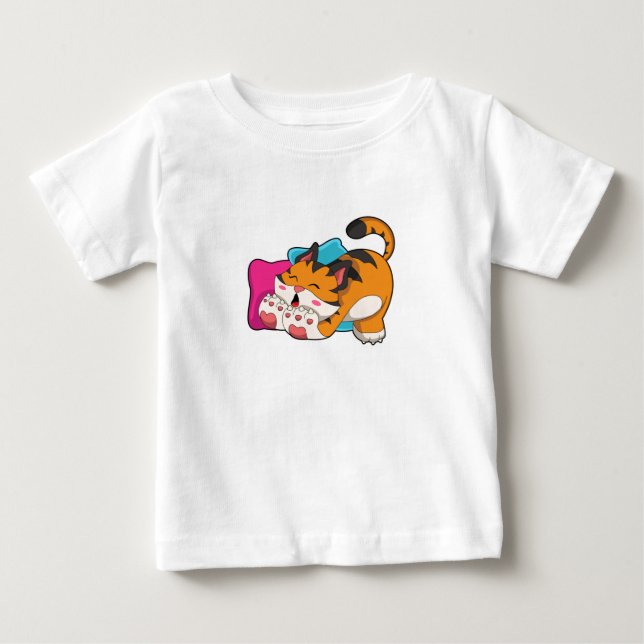 T-shirt Pour Bébé Tigre fatigué (Devant)