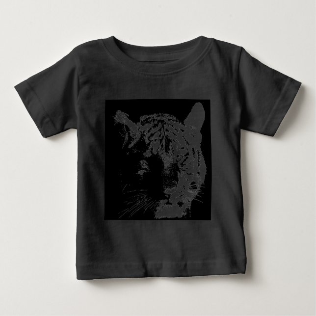 T-shirt Pour Bébé Tigre noir et blanc Pop Art (Devant)