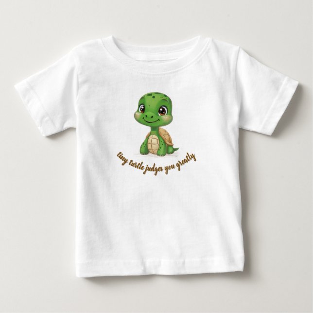 T-shirt Pour Bébé Tiny Turtle vous juge (Devant)
