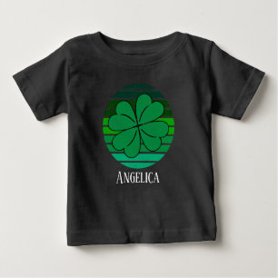 T-shirt Pour Bébé Toddler St. Patrick's Day Name 4 Leaf Clover Retro