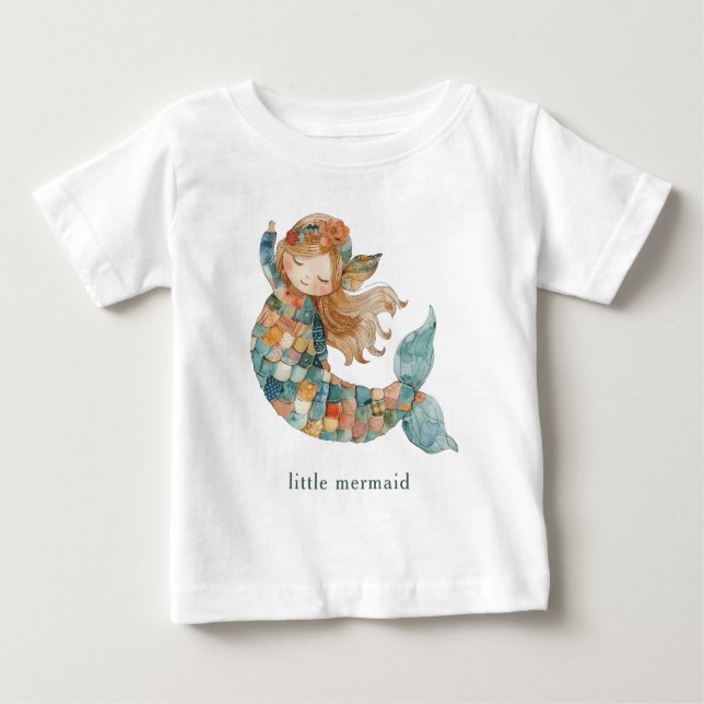 T-shirt Pour Bébé Tons bleu petite sirène (Devant)