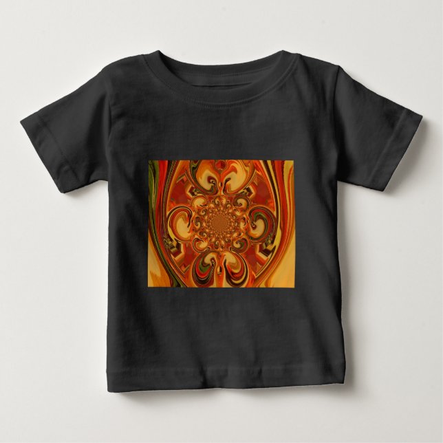 T-shirt Pour Bébé Tons Motifs tourbillonnants Orange, Brown, vert (Devant)