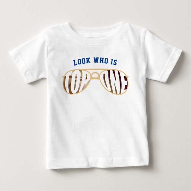 T-shirt Pour Bébé Top One Aviator Lunettes Premier Anniversaire (Devant)