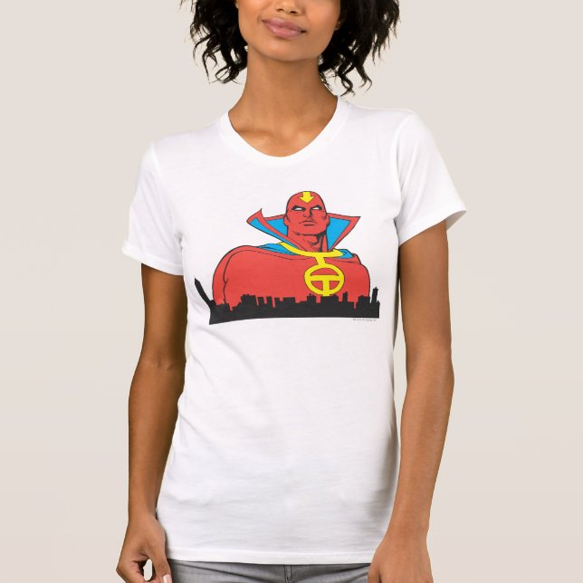 T-shirt Pour Bébé Tornade rouge derrière le paysage urbain (Devant)