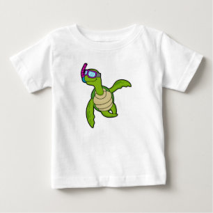 T-shirt Pour Bébé Tortue à la natation avec tuba