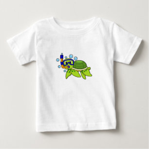 T-shirt Pour Bébé Tortue à la plongée avec tuba