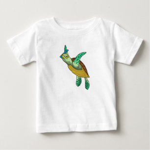 T-shirt Pour Bébé Tortue à la plongée avec tuba