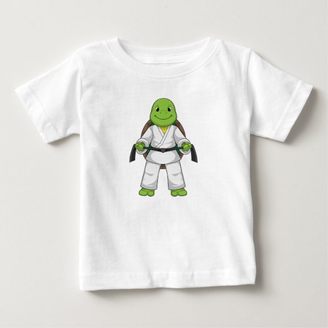 T-shirt Pour Bébé Tortue aux arts martiaux avec ceinture noire (Devant)