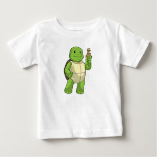T-shirt Pour Bébé Tortue aux échecs avec pièce d'échecs Pion