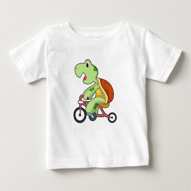 T-shirt Pour Bébé Tortue avec bicyclette (Devant)
