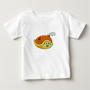 T-shirt Pour Bébé Tortue avec coquille comme maison