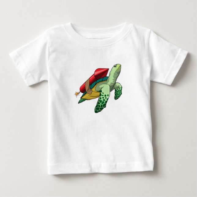 T-shirt Pour Bébé Tortue avec fusée (Devant)