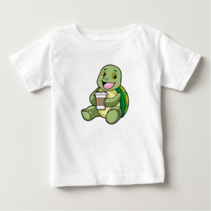 T-shirt Pour Bébé Tortue avec Shell & Café à aller
