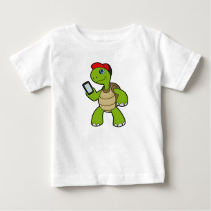 T-shirt Pour Bébé Tortue avec téléphone et Casquette