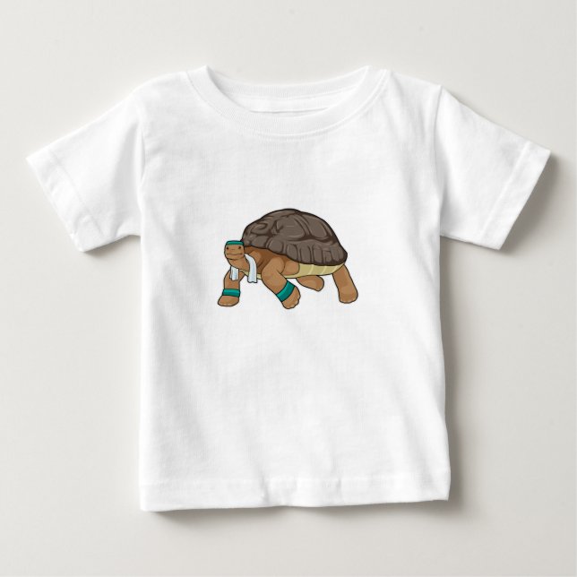 T-shirt Pour Bébé Tortue comme coureur avec serviette (Devant)