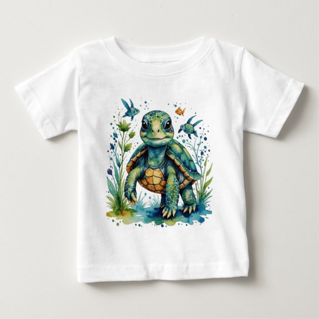 T-shirt Pour Bébé Tortue de mer (Devant)