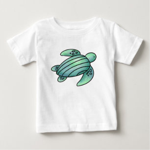 T-shirt Pour Bébé tortue de mer peinte à l'aquarelle dessin animé bl