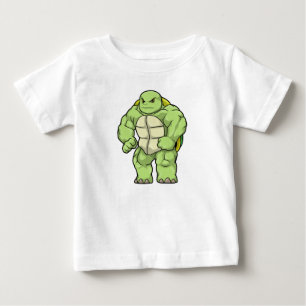 T-shirt Pour Bébé Tortue en Bodybuilder avec Six pack