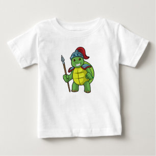 T-shirt Pour Bébé Tortue en guerrier avec Spear & Helmet
