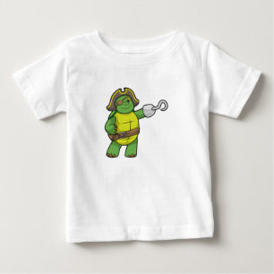 T-shirt Pour Bébé Tortue en pirate avec patchs main et oeil