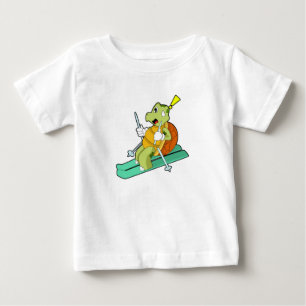 T-shirt Pour Bébé Tortue en ski avec ski