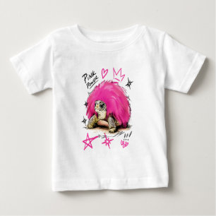 T-shirt Pour Bébé Tortue Moutonneuse Rose avec Coquille Punk