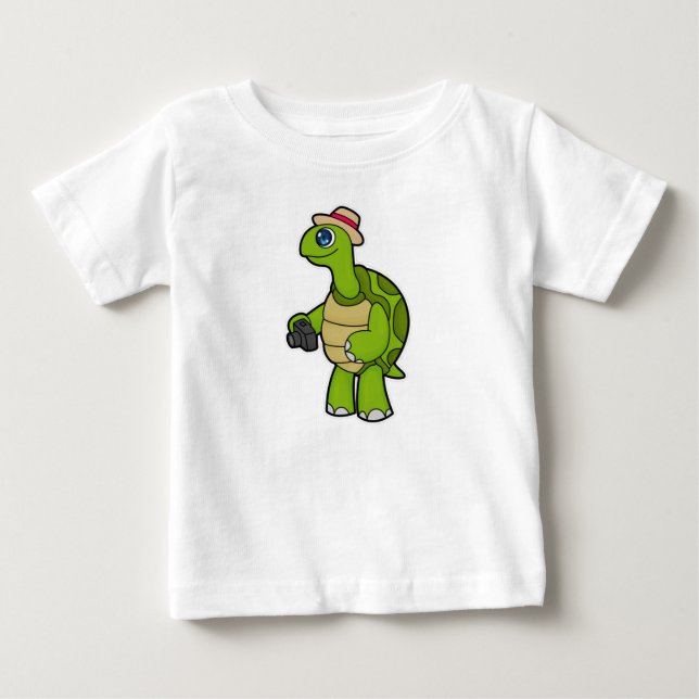 T-shirt Pour Bébé Tortue photographe avec caméra (Devant)